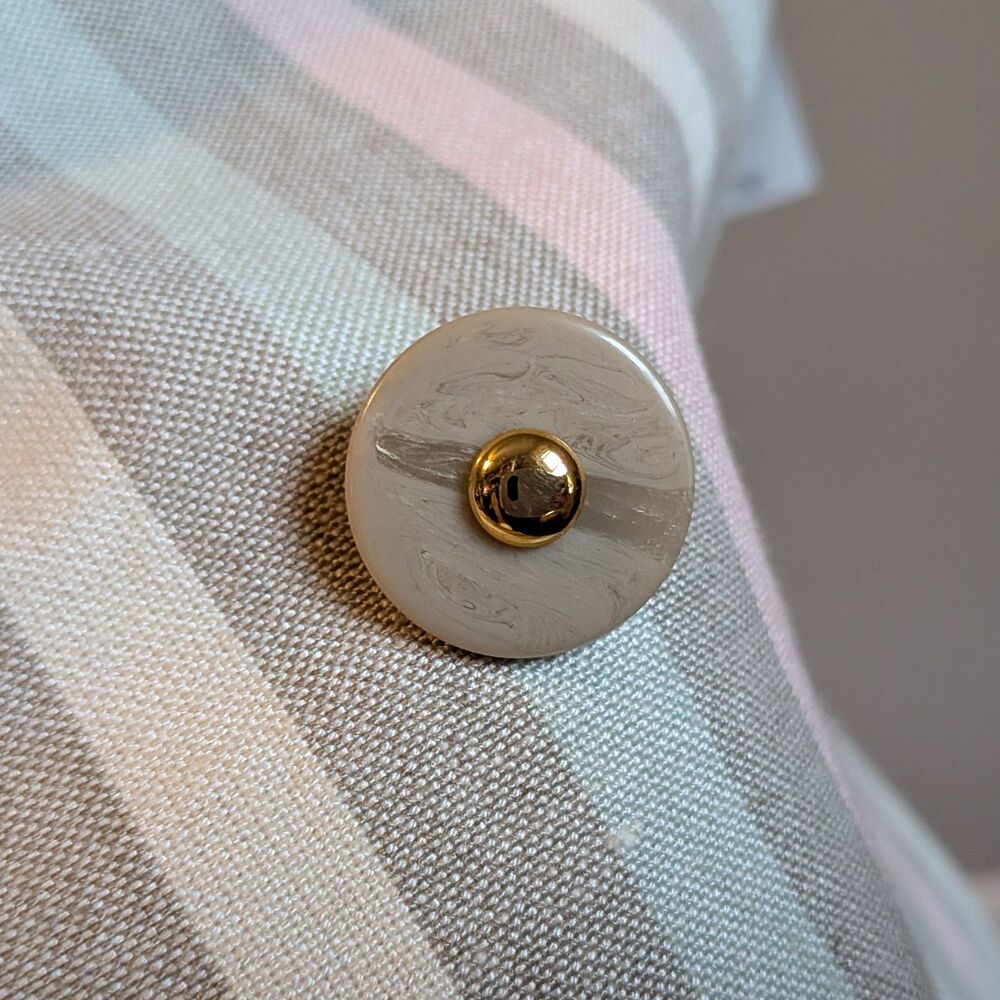 Vintage 90s Kasper Striped Blazer Pastel Linen Double Breasted Light Academia 6P - Picture 11 of 13
